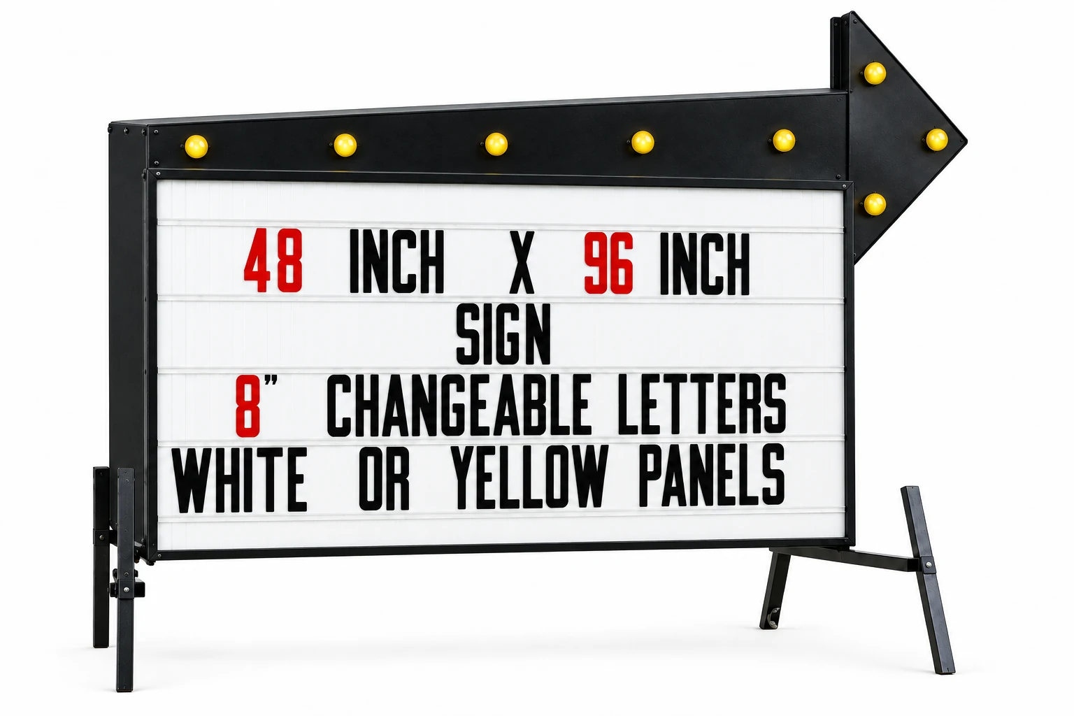 Deluxe Headliner Arrow, a freestanding flashing-arrow sign on T stands