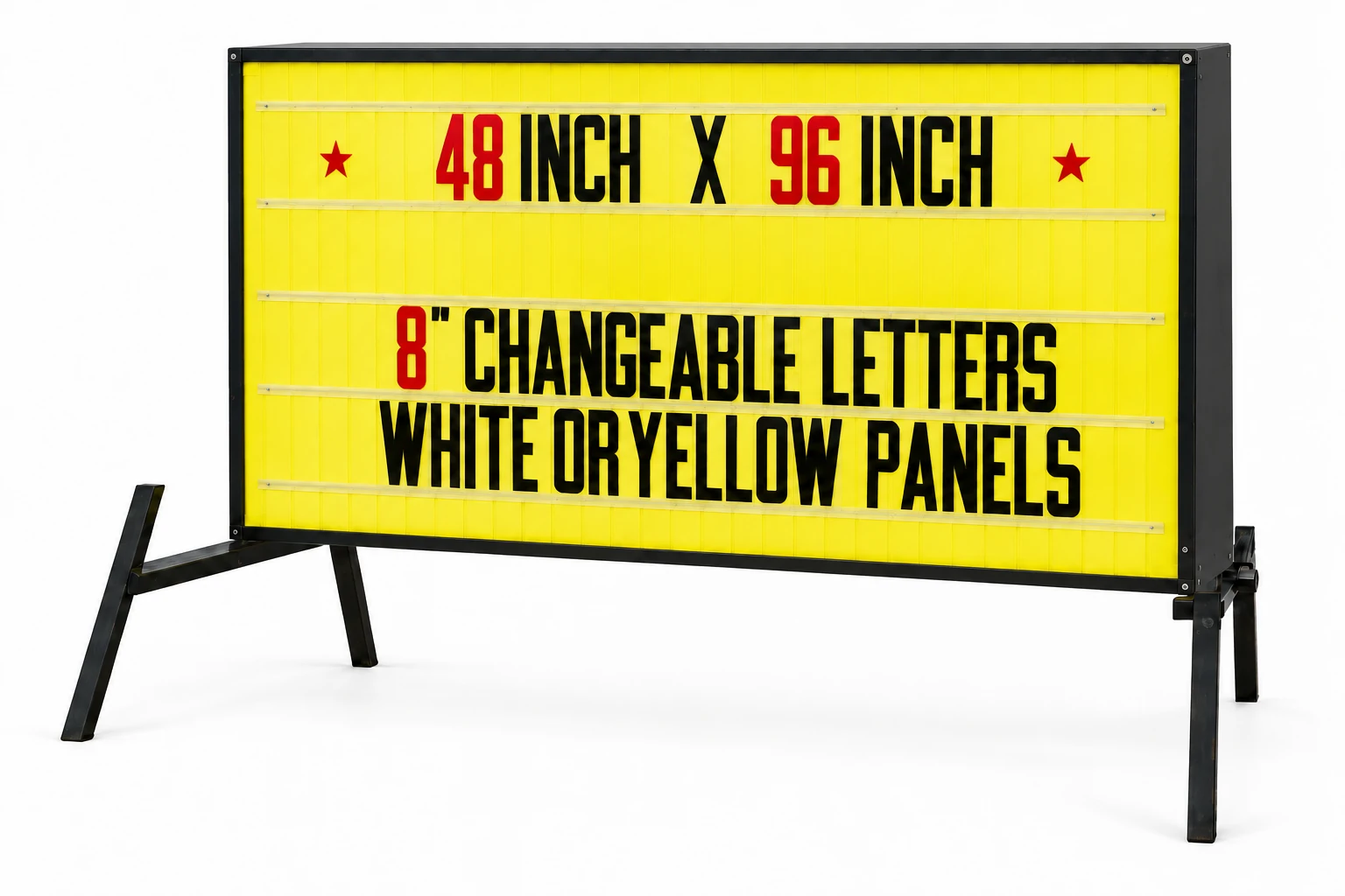 Deluxe Reader Board, a freestanding manual reader board on T stands