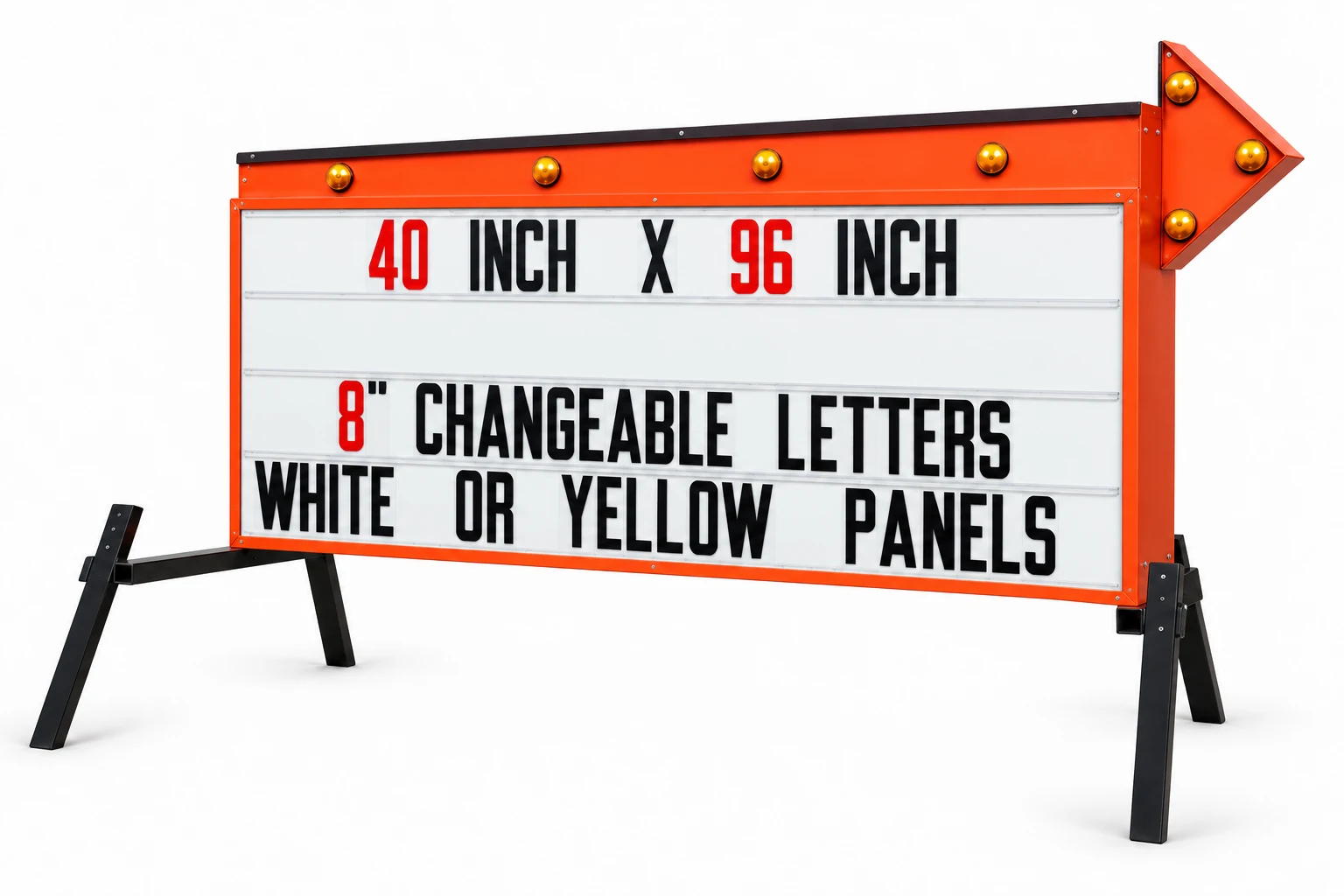 Headliner Arrow Sign, a freestanding flashing-arrow sign on T stands