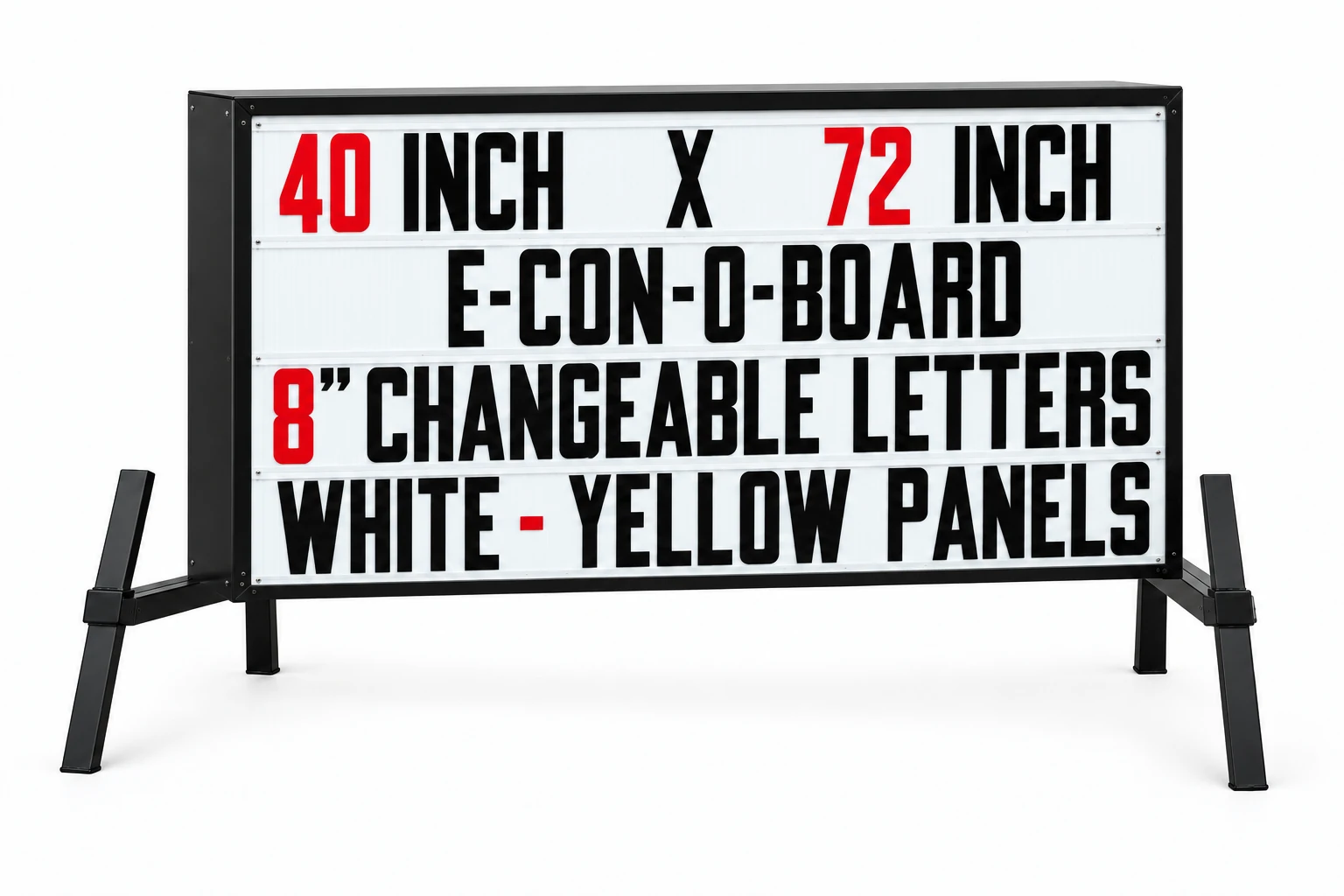 Standard Reader Board, a freestanding manual reader board on T stands